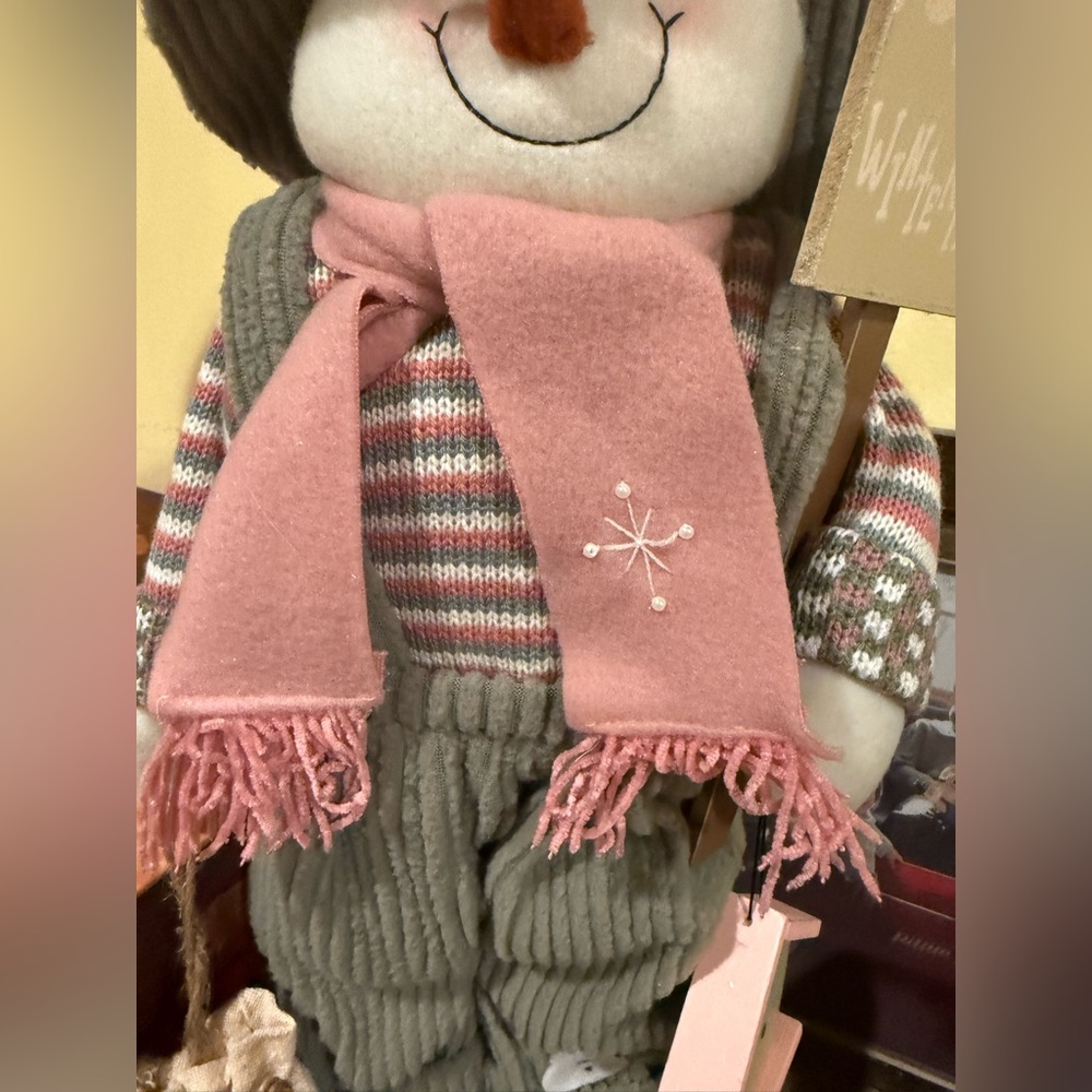 Snowman Plush Toy with Pink Scarf - Picture 7 of 8
